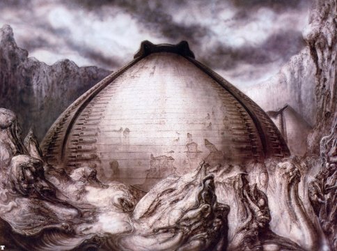 H. R. Gigers visualisering av pyramiden och äggkammaren