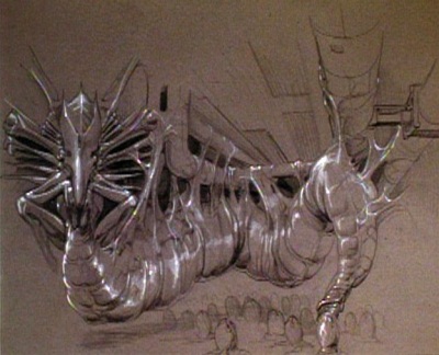 Teckning av James Cameron på Drottningen med äggläggaren
